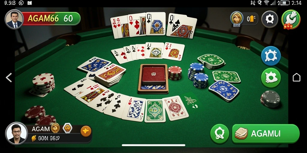 Tampilan gameplay AGAM66 dengan suasana kompetitif Gaple yang menyenangkan.