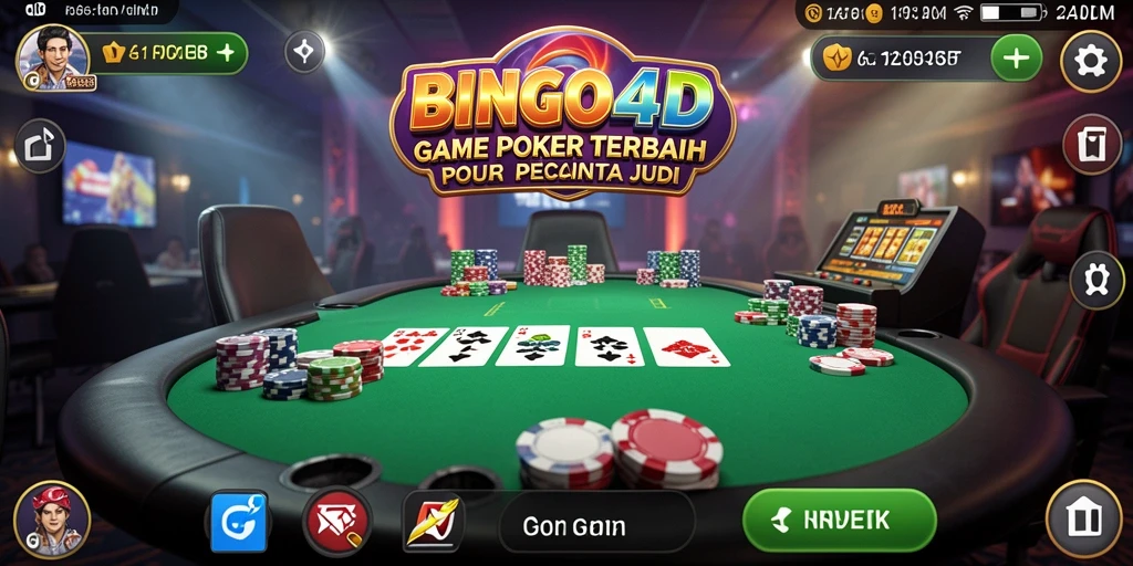 Tampilan utama game BINGO4D dengan gameplay Poker yang menarik.