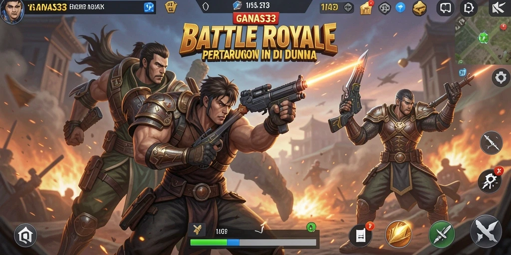 Gameplay intens dari GANAS33 dalam Battle Royale.