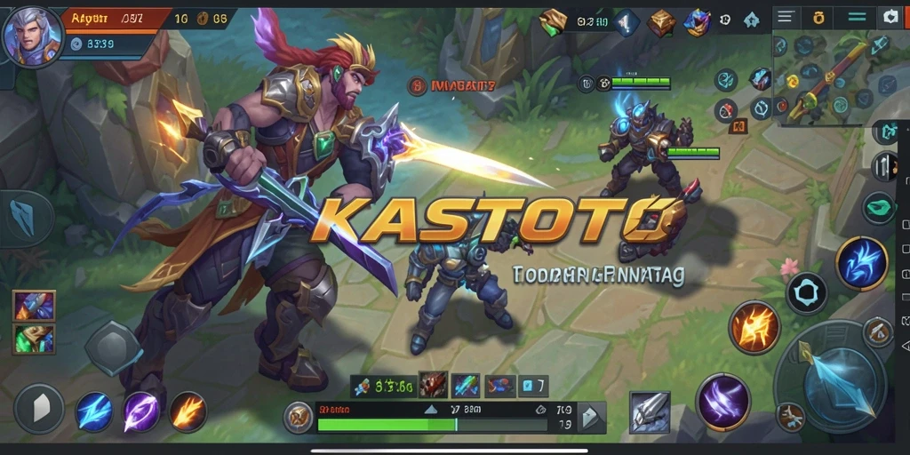 Gameplay KASTOTO menunjukkan aksi pertempuran tim yang seru.