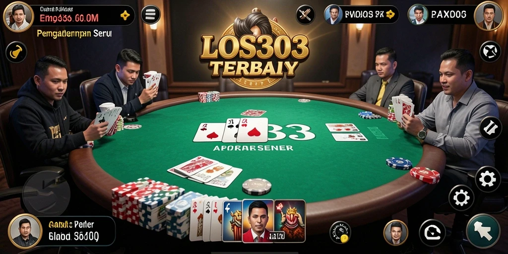 Screenshot gameplay Poker LOS303 menampilkan pemain yang berkompetisi dengan serius.