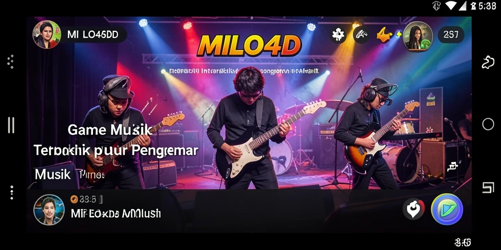 Screenshot MILO4D menunjukkan gameplay seru dengan alat musik virtual.