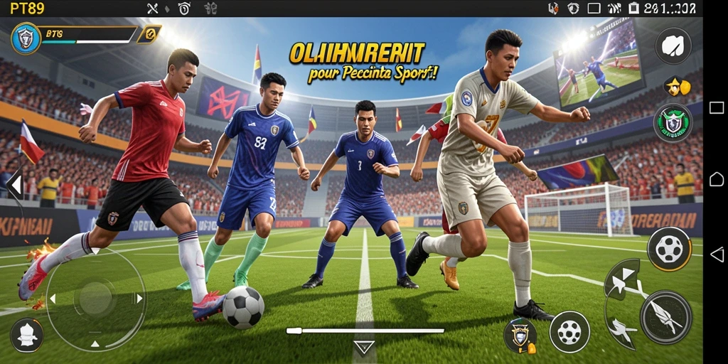 Tampilan utama gameplay PT89 dengan aksi olahraga yang seru.