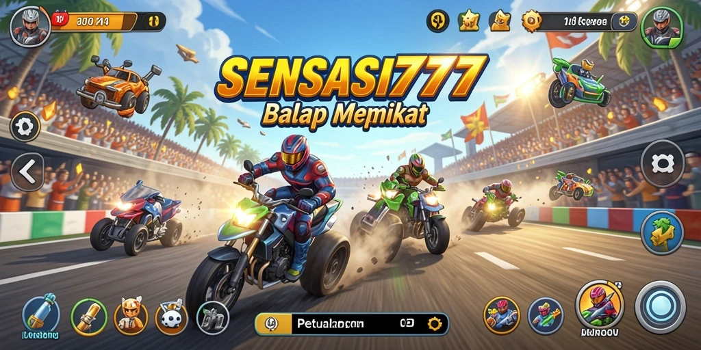 Tampilan menegangkan dari balapan multiplayer SENSASI777.
