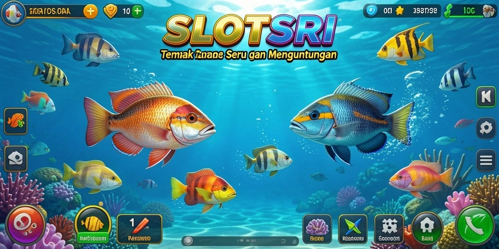 Tangkapan layar gameplay <strong>SLOTSRI</strong> yang menunjukkan aksi menembak ikan.