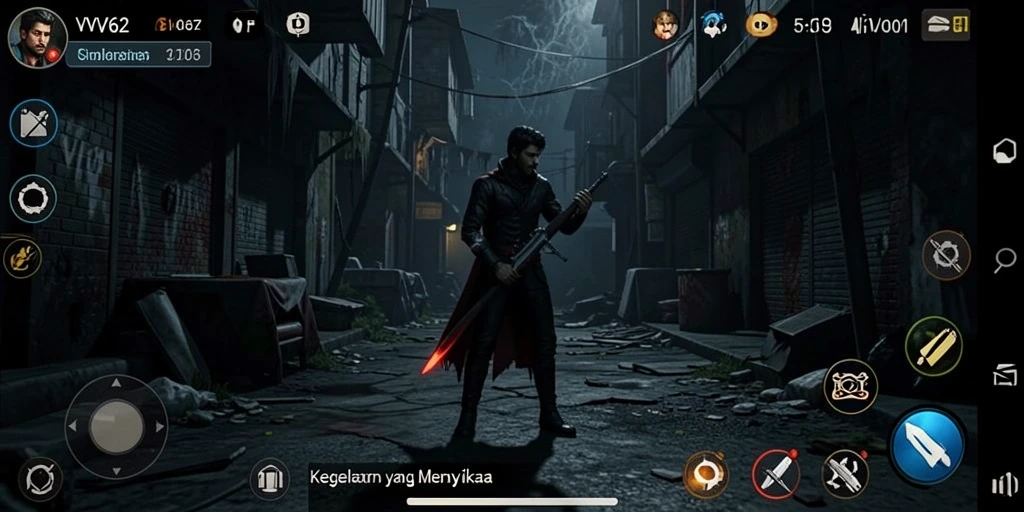 Screenshot gameplay VV62 menunjukkan ketegangan saat menjelajahi tempat angker.